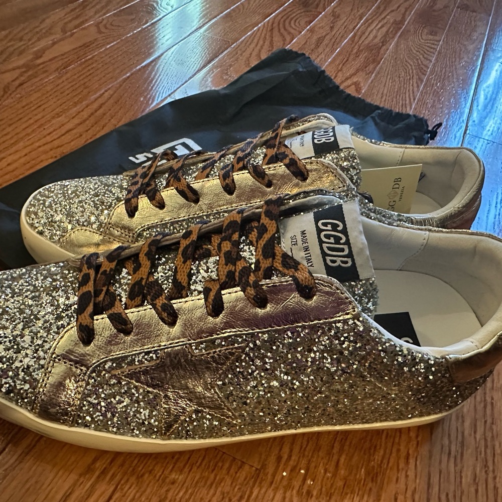 Golden Silver Glitter Sneakers size 10
